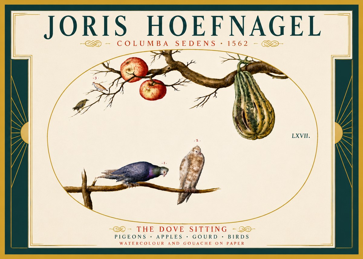 Joris Hoefnagel Pigeons Sitting. No6 - Poszter
