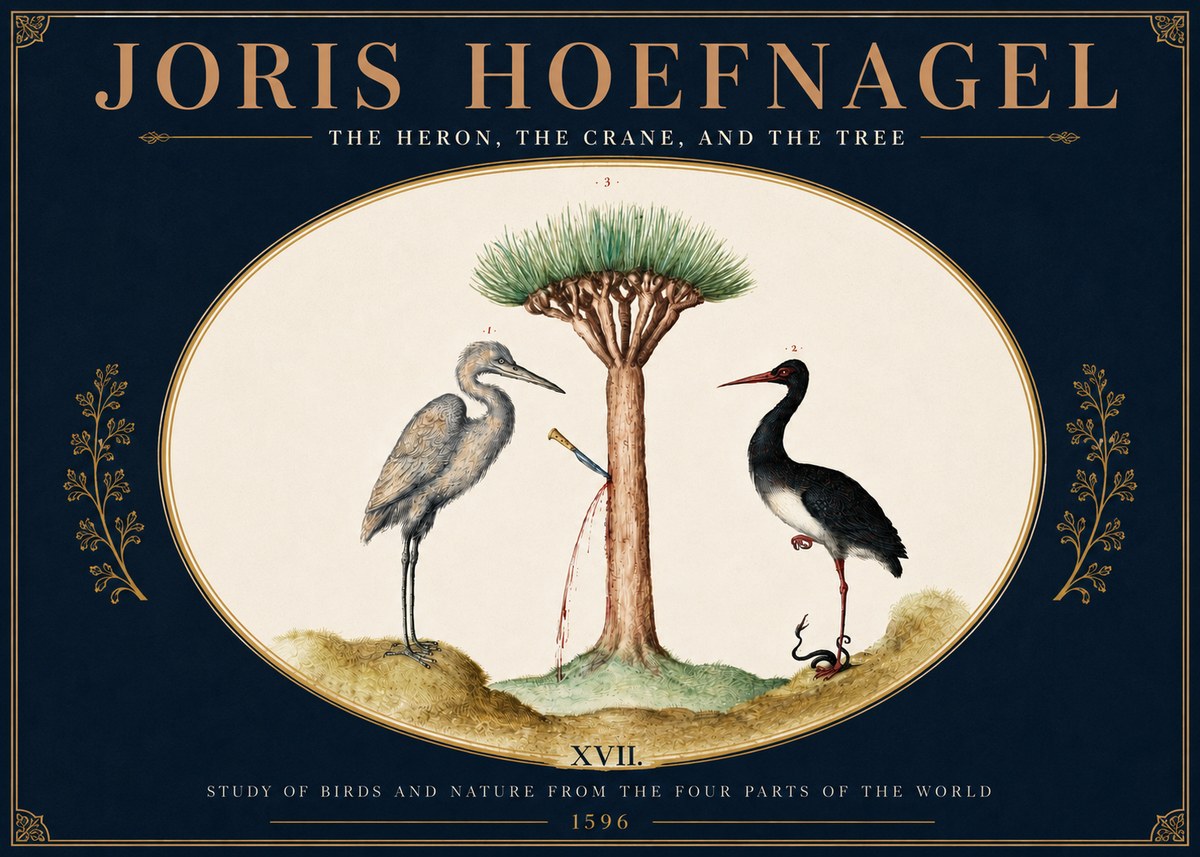Joris Hoefnagel The Heron, the Crane, and the Tree No5 - Poszter