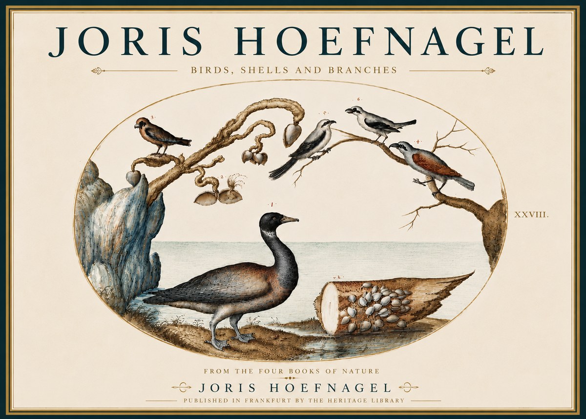 Joris Hoefnagel Birds, Shells and Branches No5 - Poszter