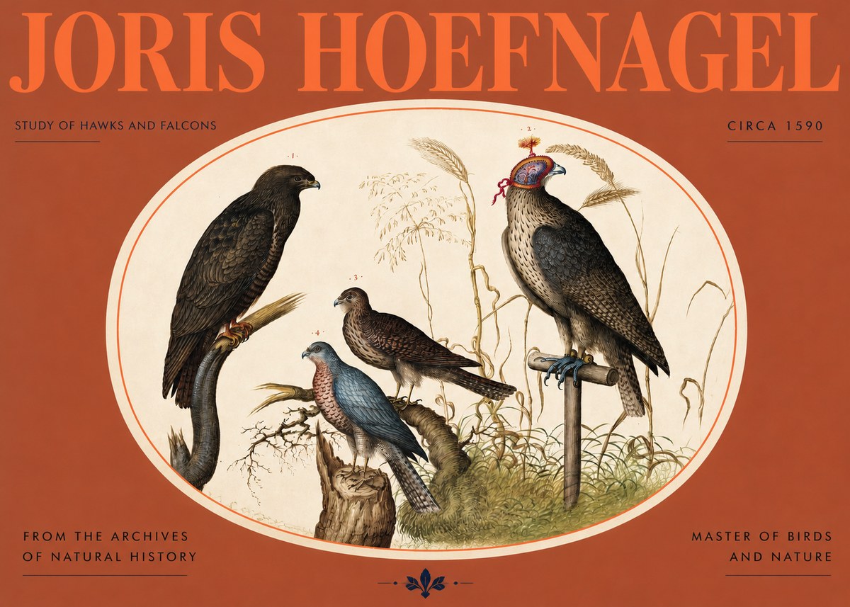 Joris Hoefnagel Studies of Hawks and Falcons No3 - Poszter