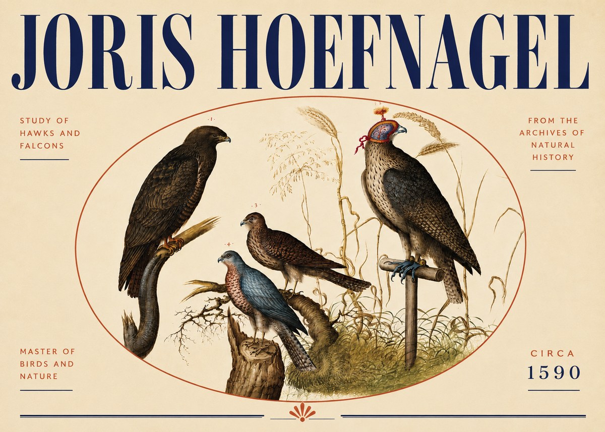Joris Hoefnagel Studies of Hawks and Falcons No5 - Poszter