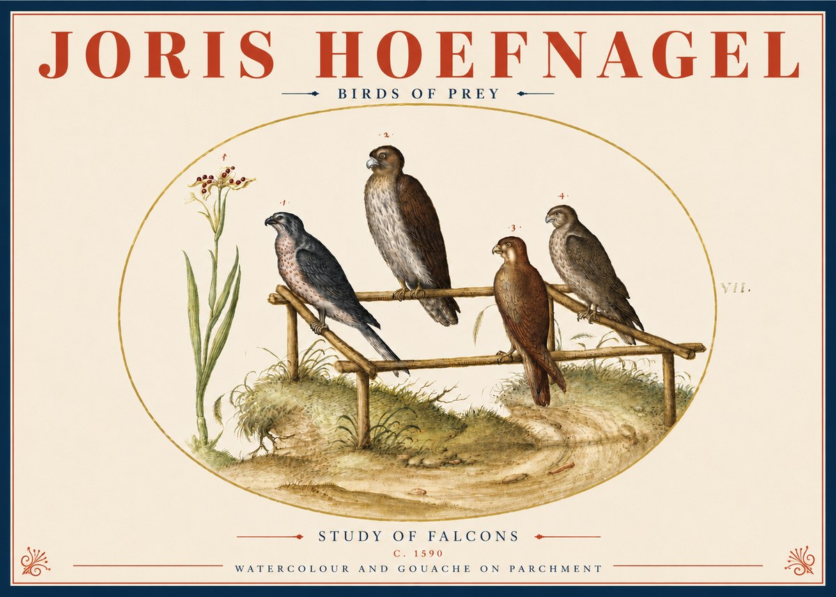 Joris Hoefnagel Study of Falcons No4 - Poszter