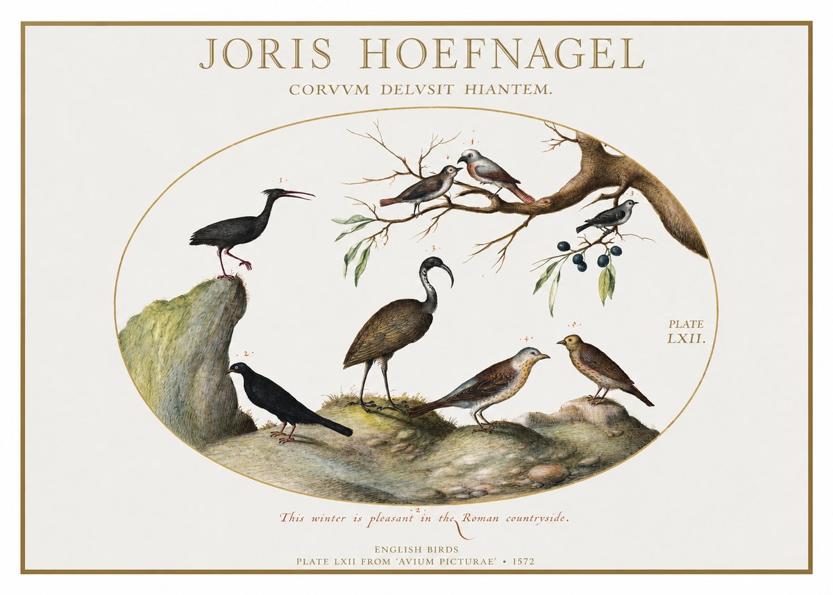 Joris Hoefnagel English Birds Plate Lxii No1 - Poszter