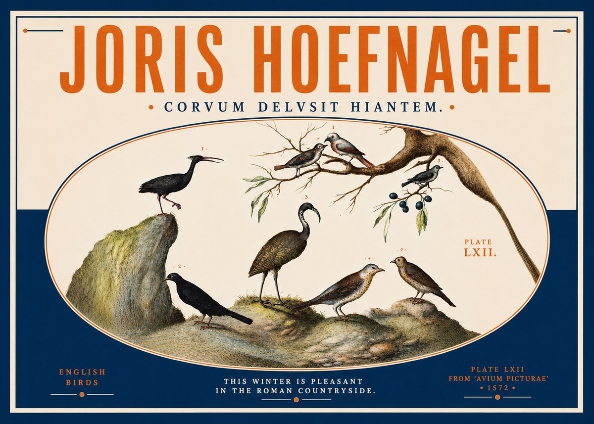Joris Hoefnagel English Birds Plate Lxii No5 - Poszter