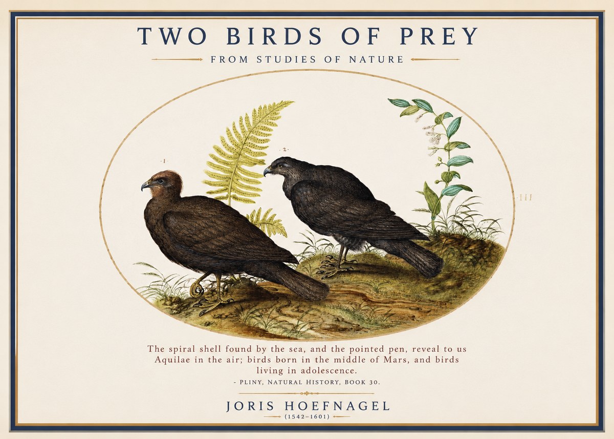 Joris Hoefnagel Two Birds of Prey - from Studies of Nature No1 - Poszter