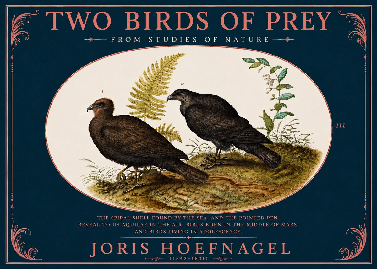 Joris Hoefnagel Two Birds of Prey - from Studies of Nature No4 - Poszter