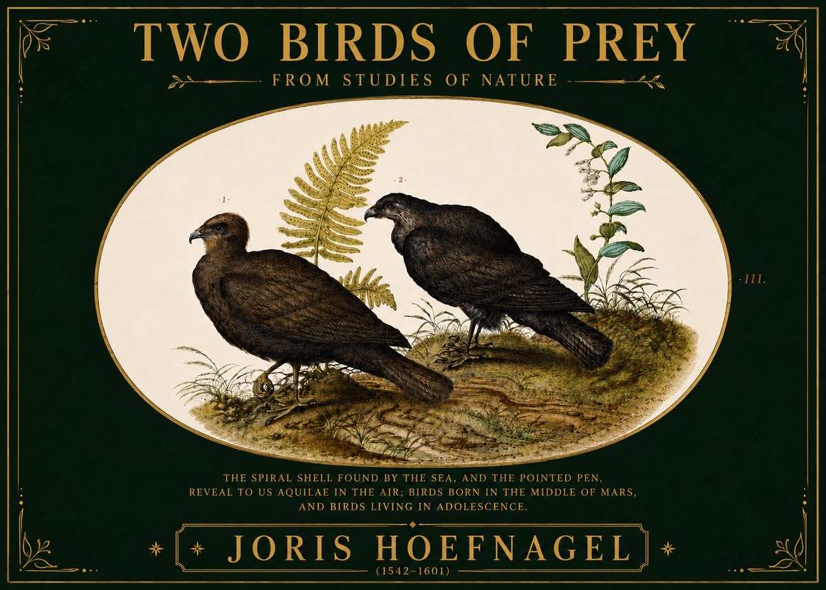Joris Hoefnagel Two Birds of Prey - from Studies of Nature No6 - Poszter