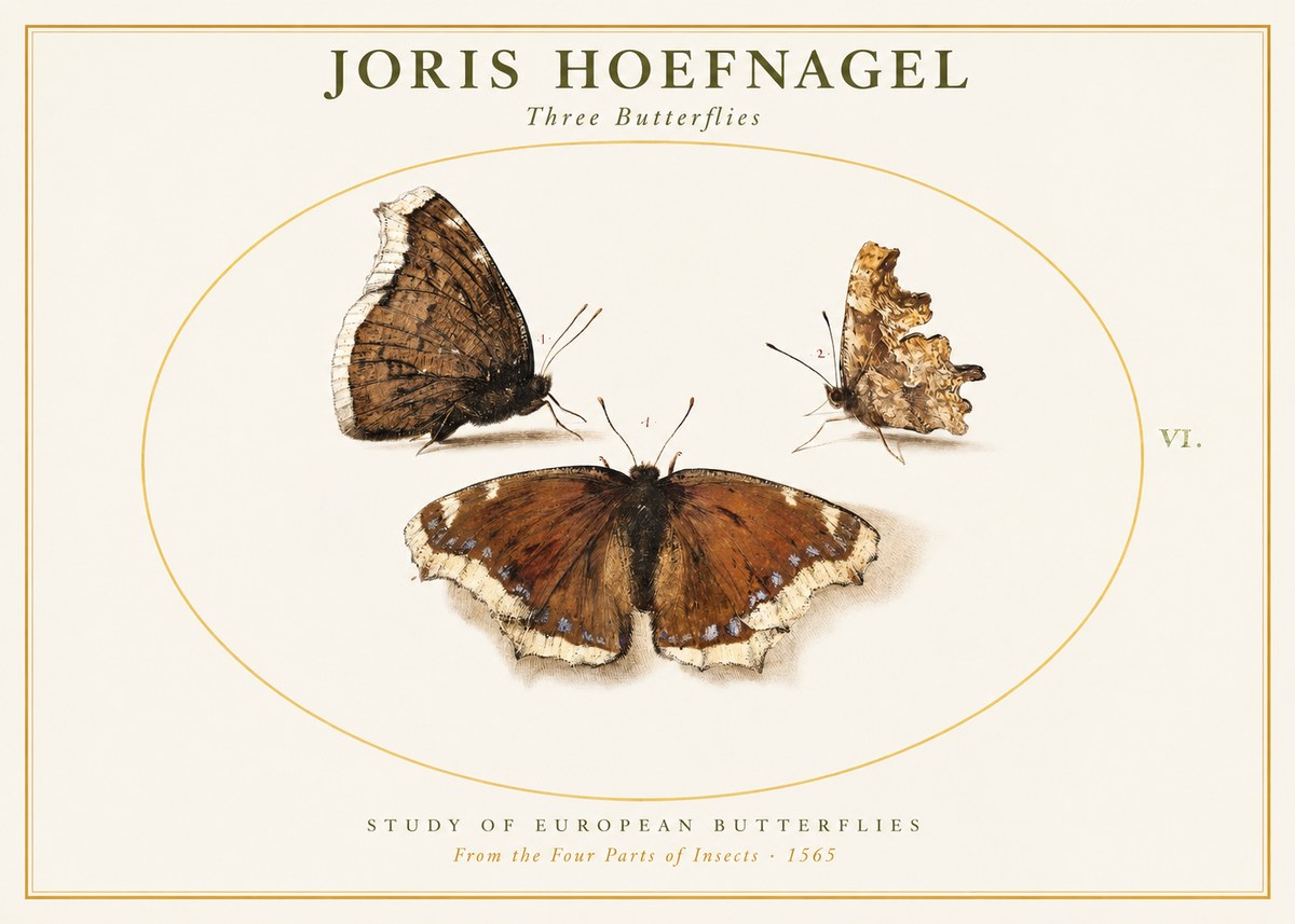 Joris Hoefnagel Three Butterflies I No1 - Poszter
