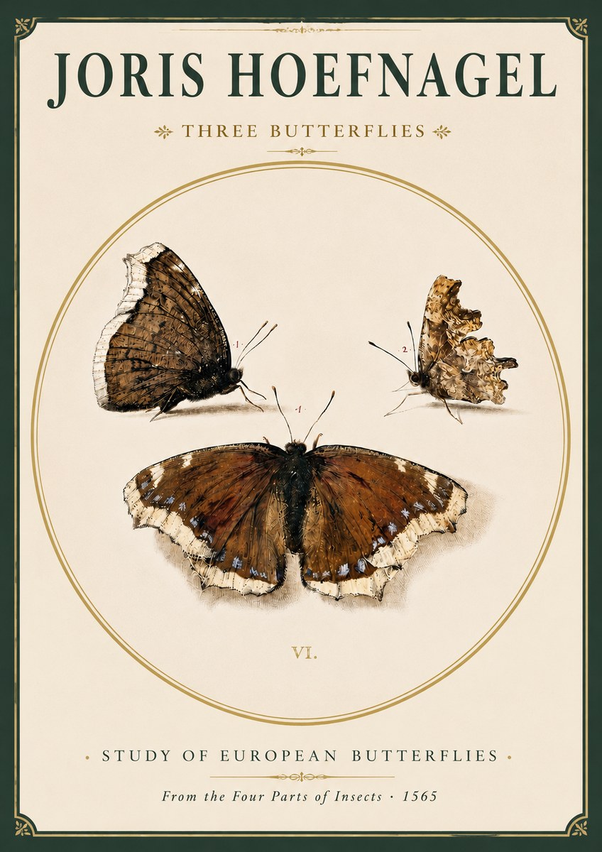 Joris Hoefnagel Three Butterflies I No3 - Poszter