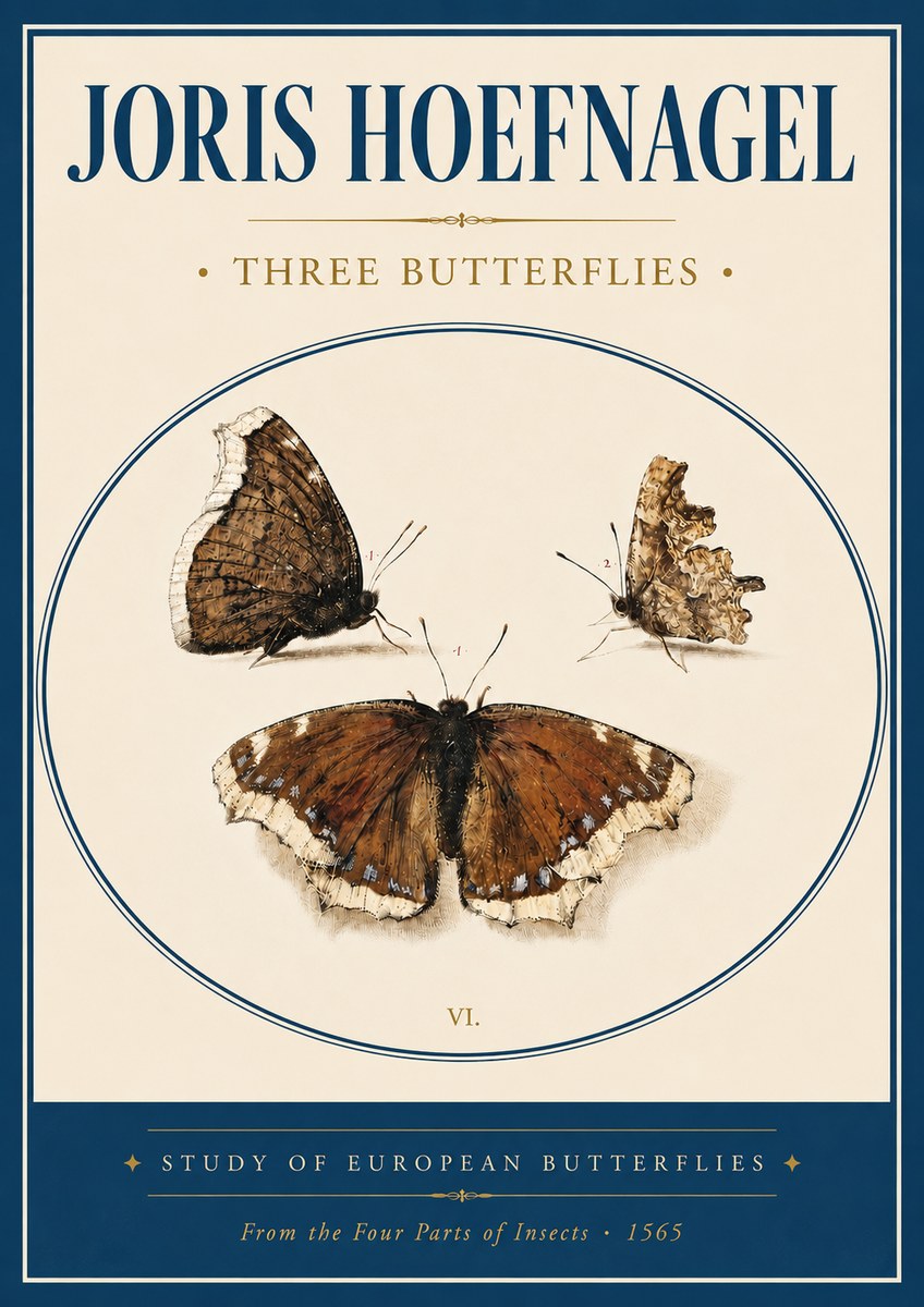 Joris Hoefnagel Three Butterflies I No4 - Poszter