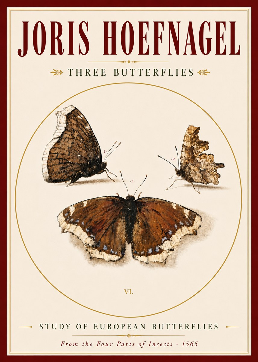 Joris Hoefnagel Three Butterflies I No5 - Poszter