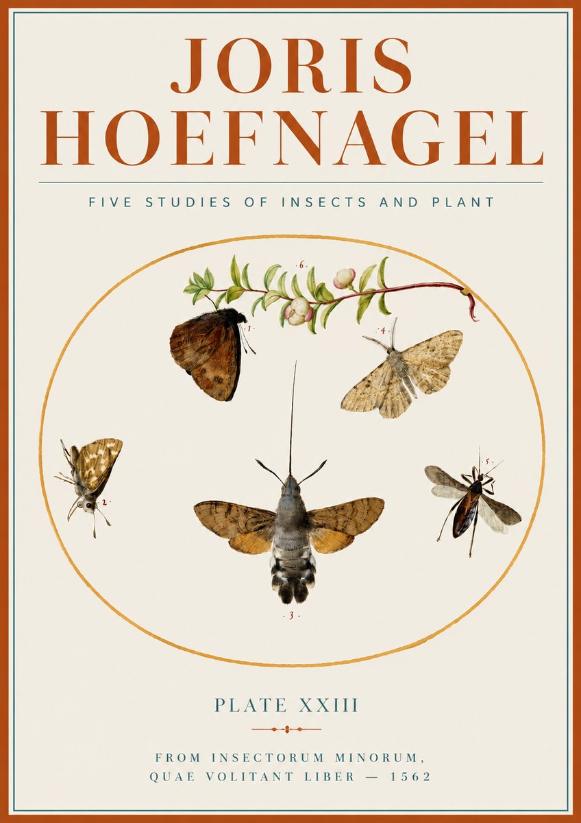 Joris Hoefnagel Five Studies of Insects and Plant No4 - Poszter