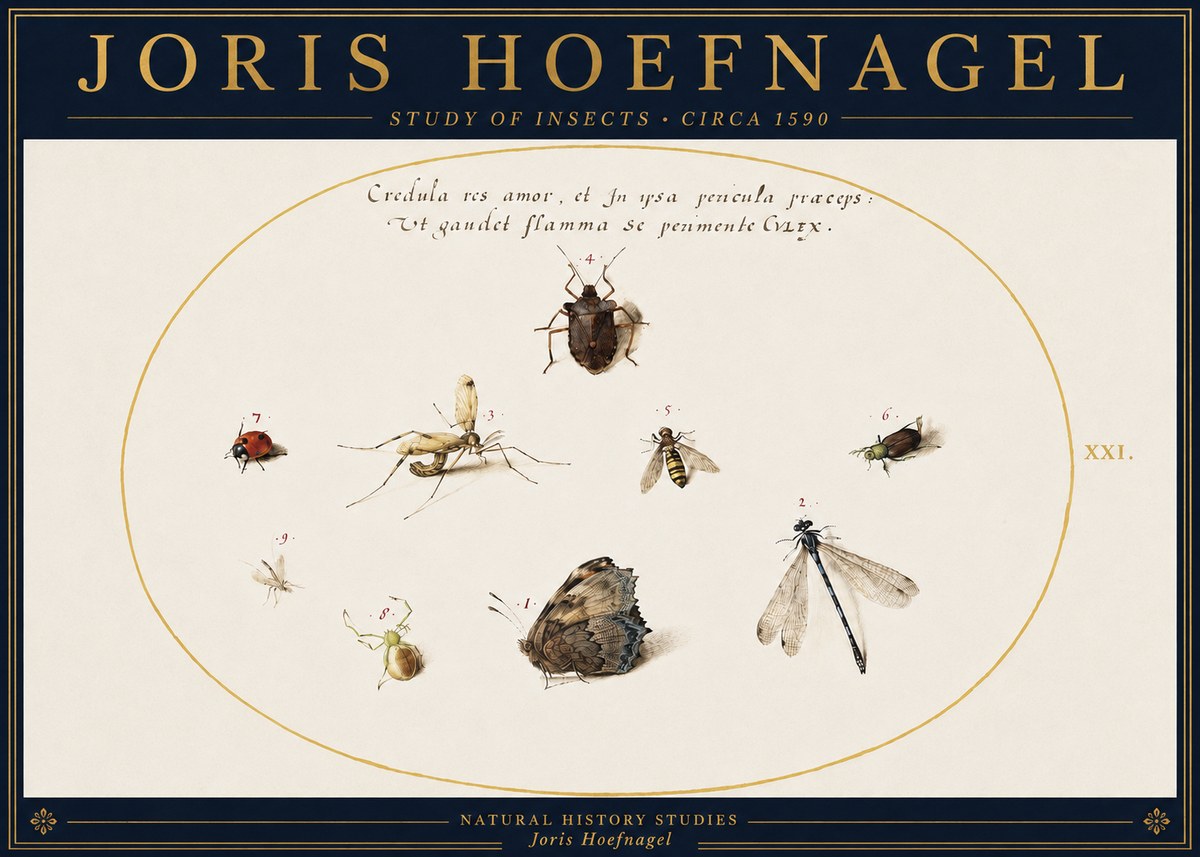 Joris Hoefnagel Study of Insects • Circa 1590 No4 - Poszter