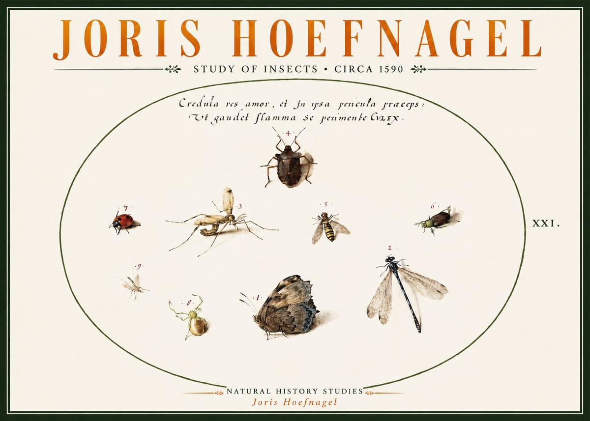 Joris Hoefnagel Study of Insects • Circa 1590 No6 - Poszter