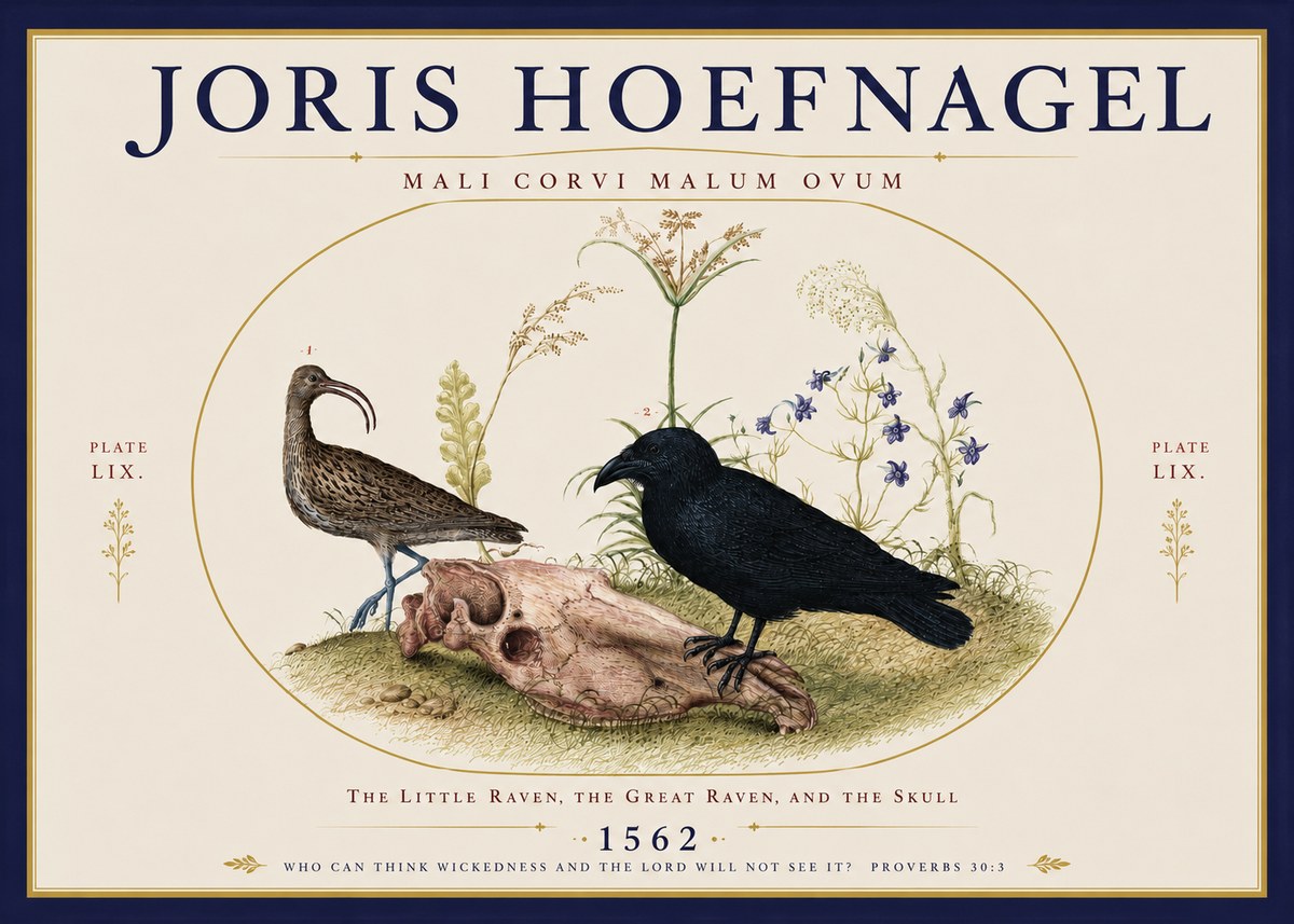 Joris Hoefnagel The Little Raven, the Great Raven, and the Skull No3 - Poszter