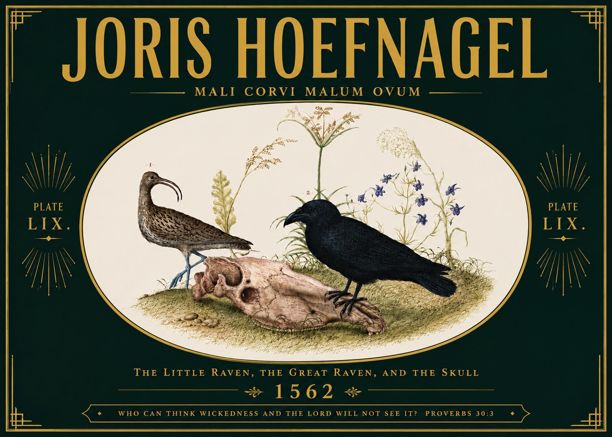 Joris Hoefnagel The Little Raven, the Great Raven, and the Skull No6 - Poszter