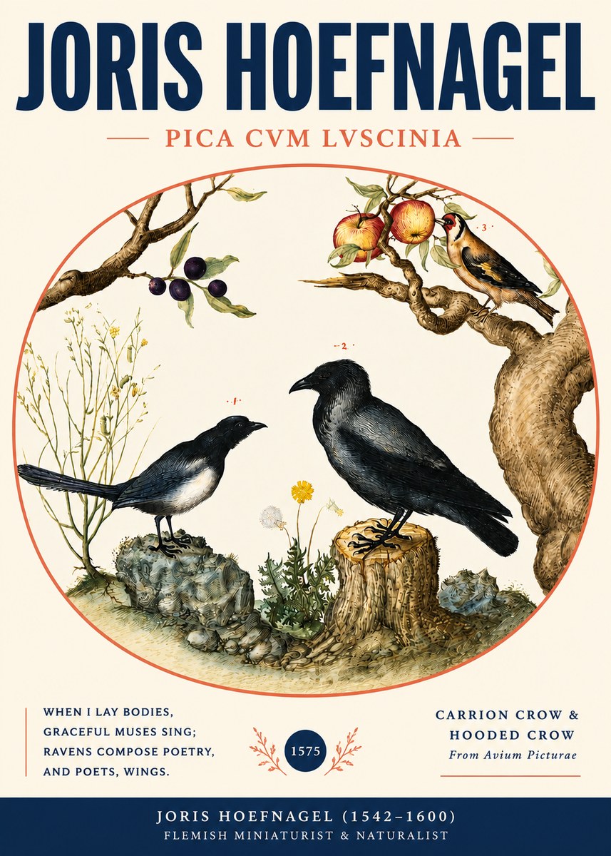 Joris Hoefnagel Carrion Crow & Hooded Crow No3 - Poszter