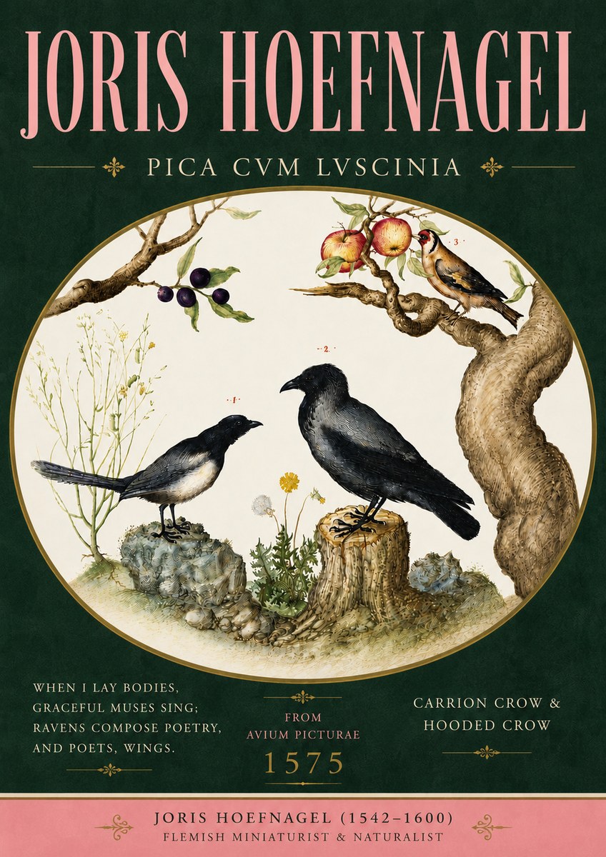 Joris Hoefnagel Carrion Crow & Hooded Crow No5 - Poszter