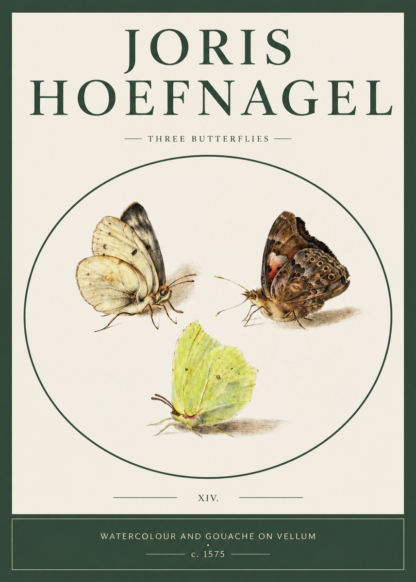 Joris Hoefnagel Three Butterflies II No2 - Poszter