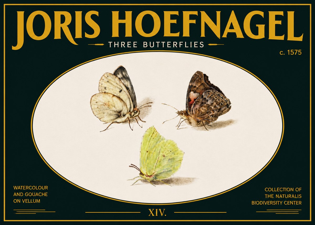Joris Hoefnagel Three Butterflies II No5 - Poszter