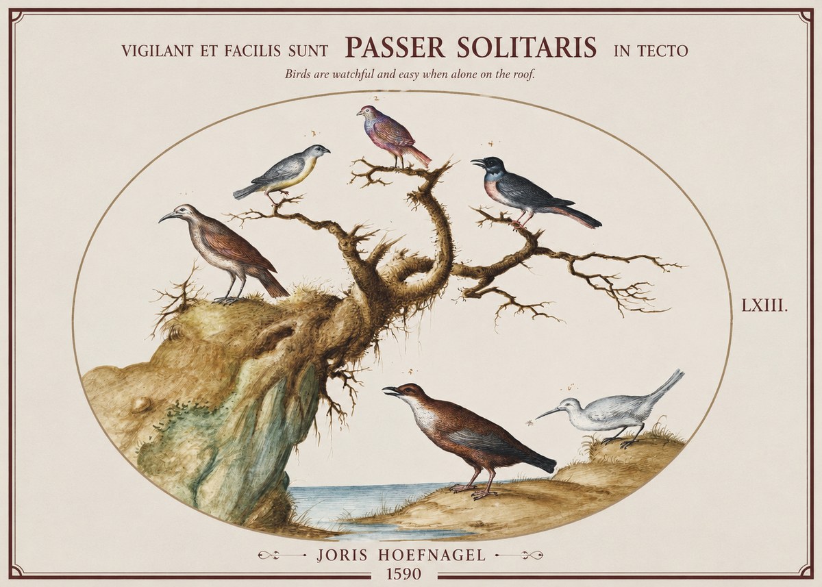 Joris Hoefnagel Vigilant Et Fact Suum Sicut Passer Solitarius in Tecto No2 - Poszter