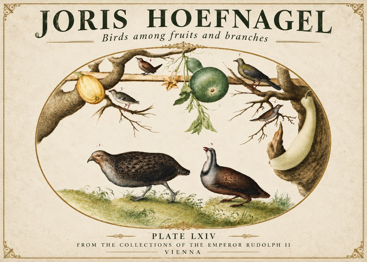 Joris Hoefnagel Birds Among Fruits and Branches No3 - Poszter