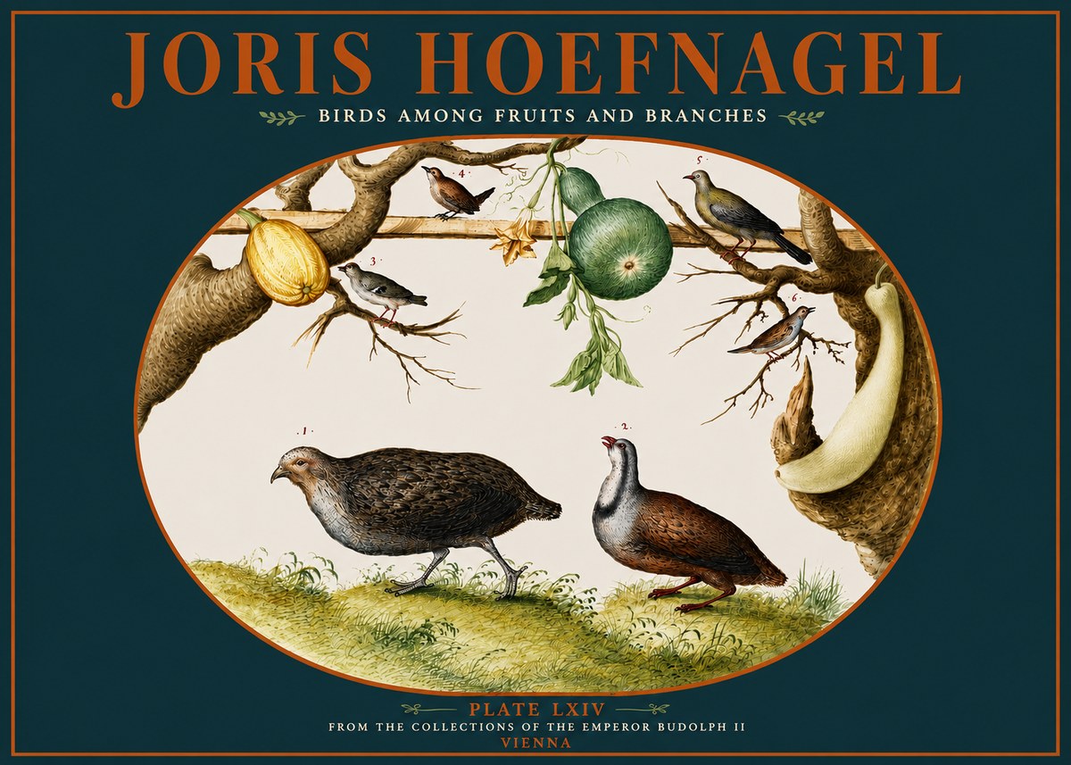Joris Hoefnagel Birds Among Fruits and Branches No4 - Poszter