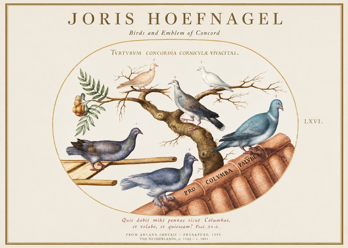 Joris Hoefnagel Birds and Emblem of Concord No1 - Poszter
