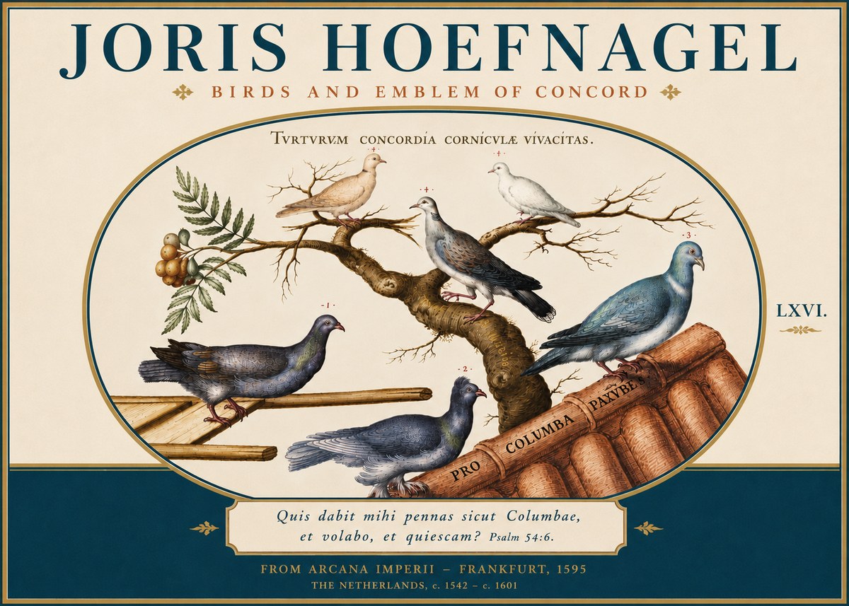 Joris Hoefnagel Birds and Emblem of Concord No4 - Poszter