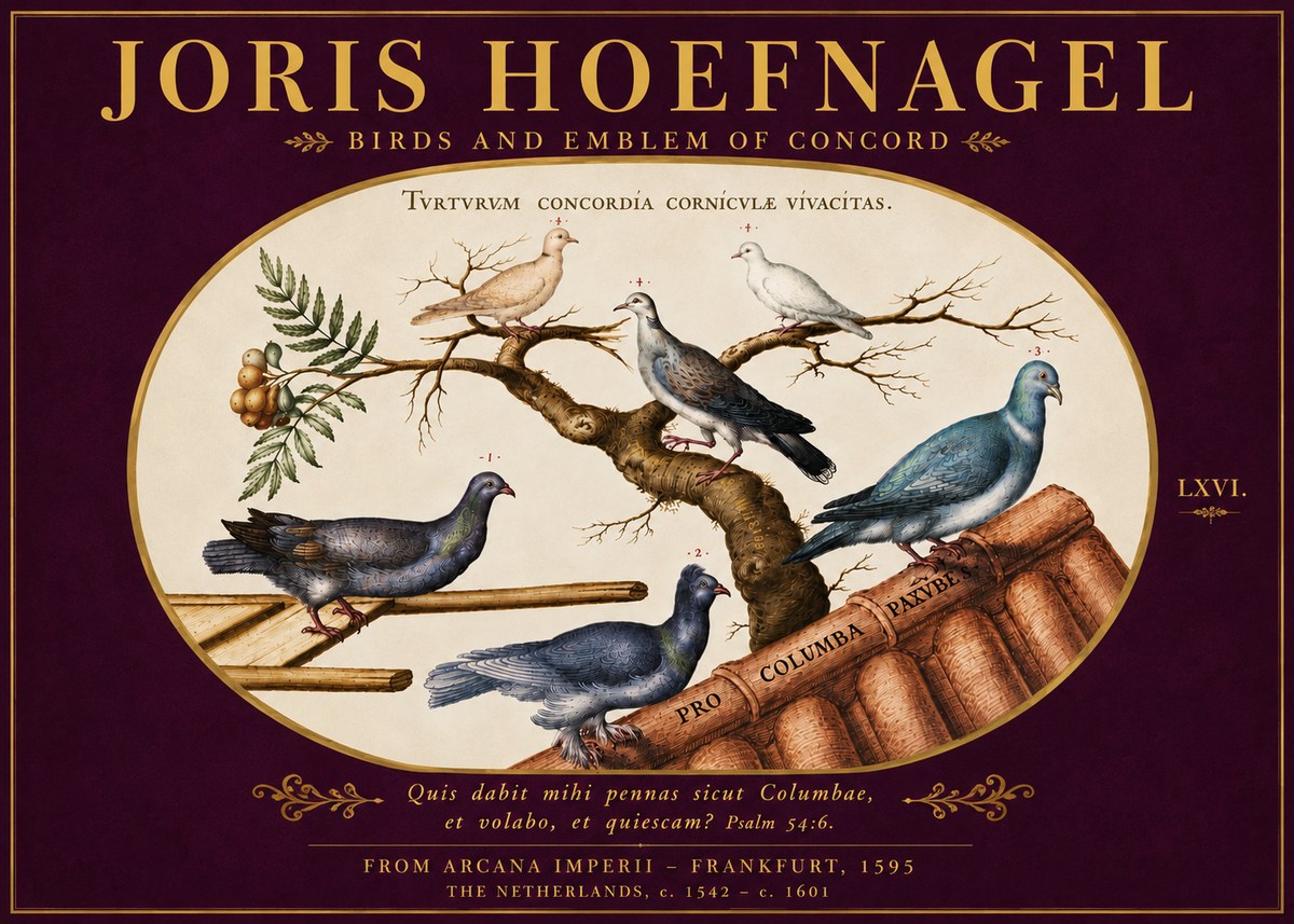 Joris Hoefnagel Birds and Emblem of Concord No5 - Poszter