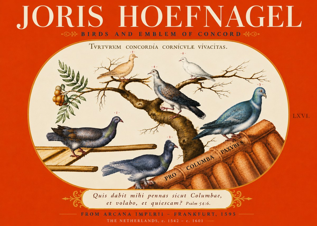 Joris Hoefnagel Birds and Emblem of Concord No6 - Poszter