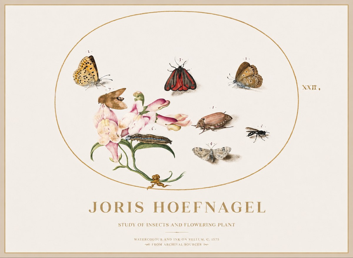 Joris Hoefnagel Study of Insects and Flowering Plant No1 - Poszter