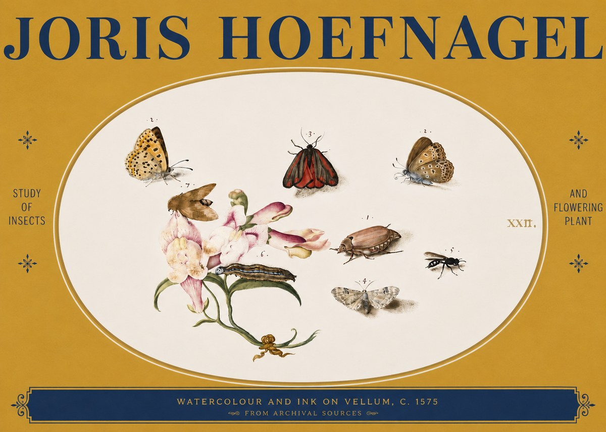Joris Hoefnagel Study of Insects and Flowering Plant No3 - Poszter