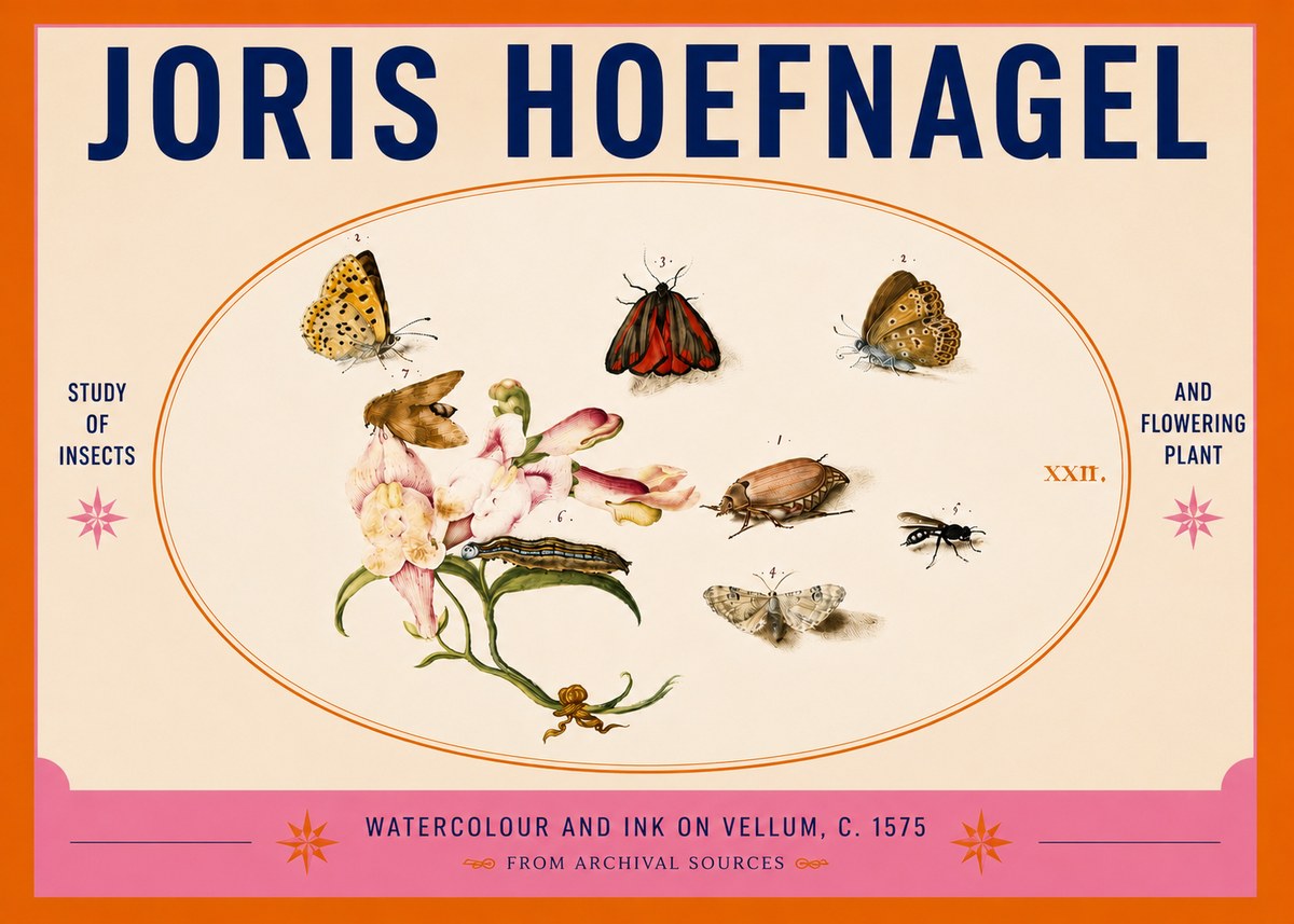 Joris Hoefnagel Study of Insects and Flowering Plant No5 - Poszter