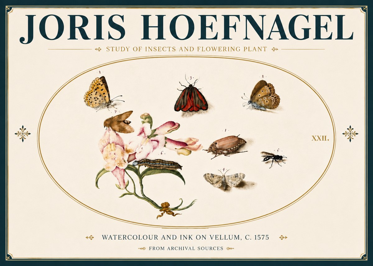 Joris Hoefnagel Study of Insects and Flowering Plant No6 - Poszter