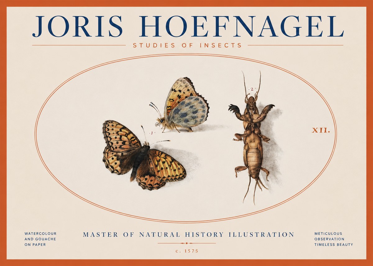 Joris Hoefnagel Studies of Insects Xii No3 - Poszter