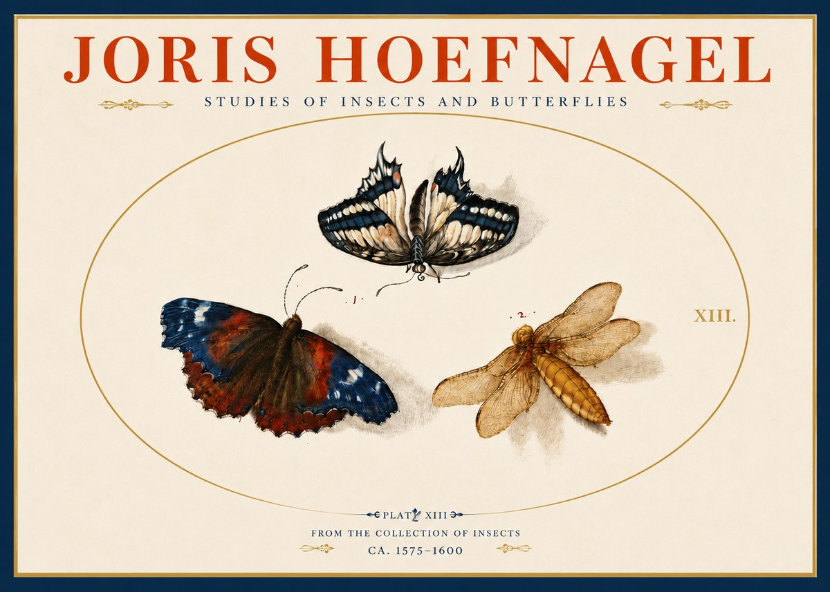 Joris Hoefnagel Studies of Insects - Plate Xiii No5 - Poszter