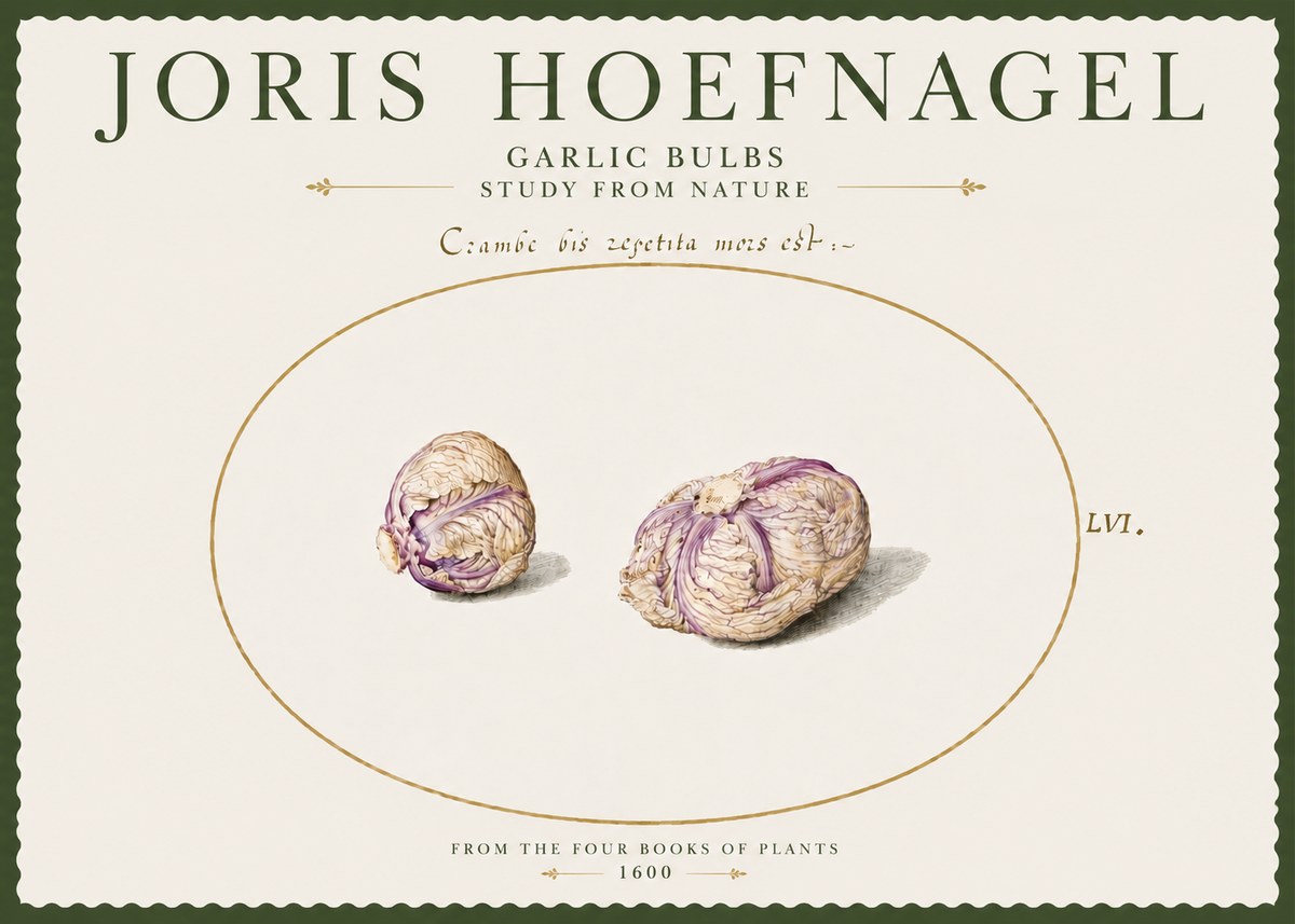 Joris Hoefnagel Garlic Bulbs Study from Nature No4 - Poszter