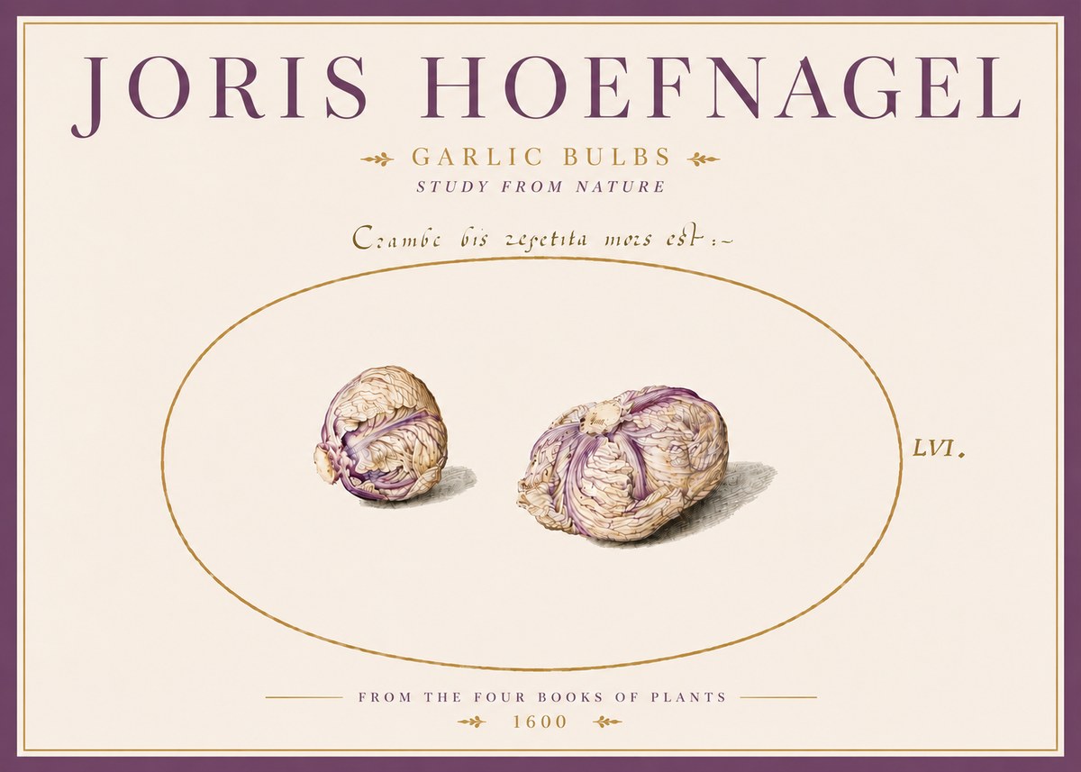 Joris Hoefnagel Garlic Bulbs Study from Nature No5 - Poszter