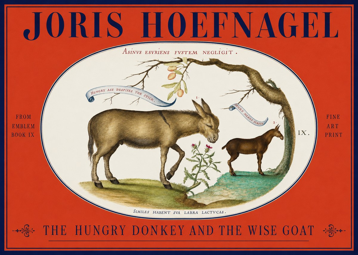 Joris Hoefnagel The Hungry Donkey and the Wise Goat No2 - Poszter