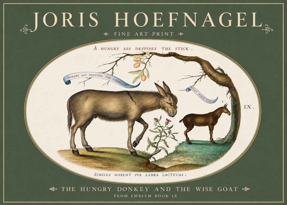 Joris Hoefnagel The Hungry Donkey and the Wise Goat No3 - Poszter