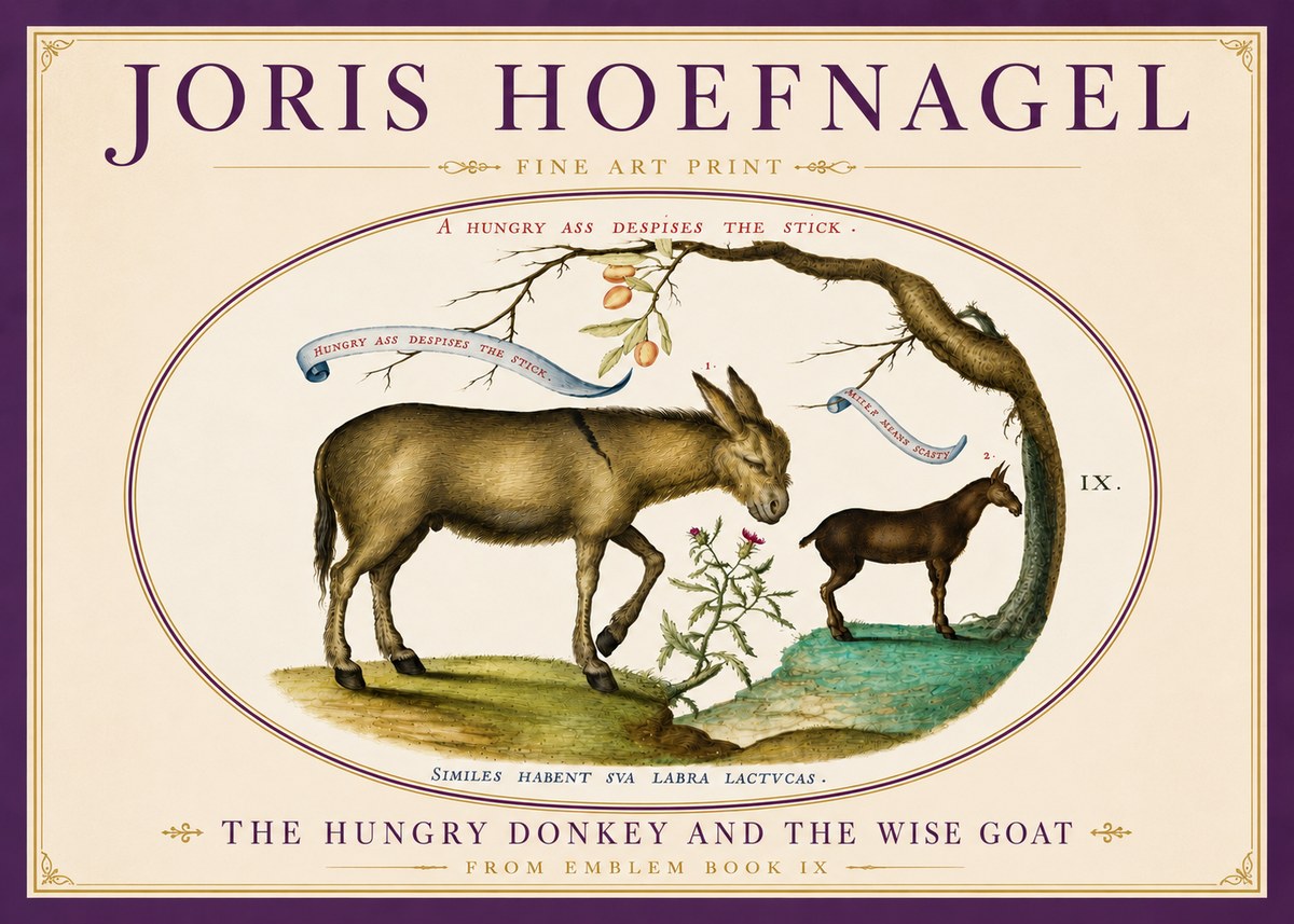 Joris Hoefnagel The Hungry Donkey and the Wise Goat No5 - Poszter