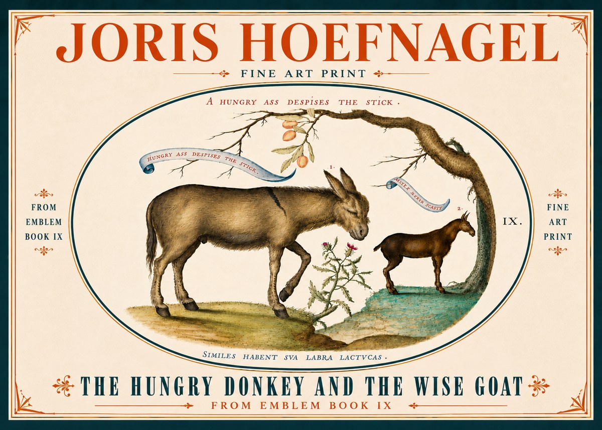 Joris Hoefnagel The Hungry Donkey and the Wise Goat No6 - Poszter