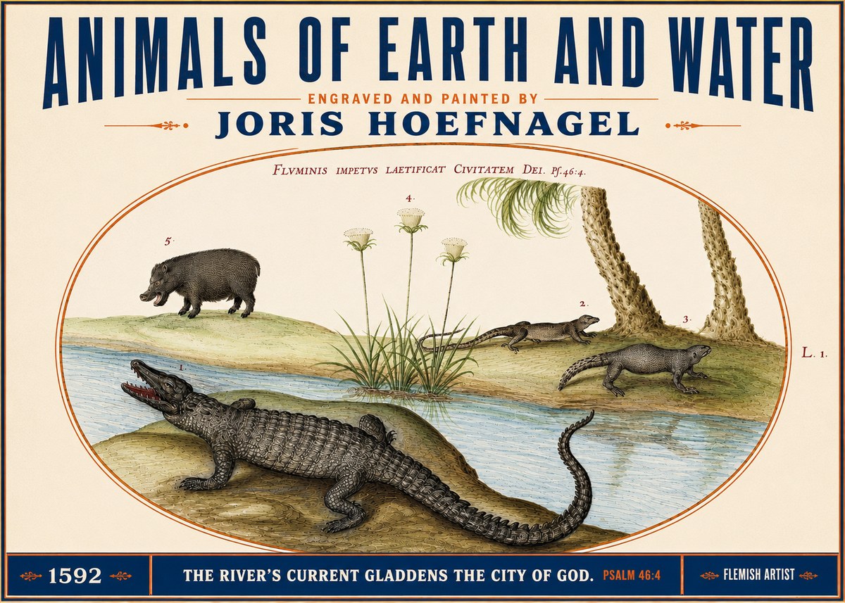 Joris Hoefnagel Animals of Earth and Water No3 - Poszter