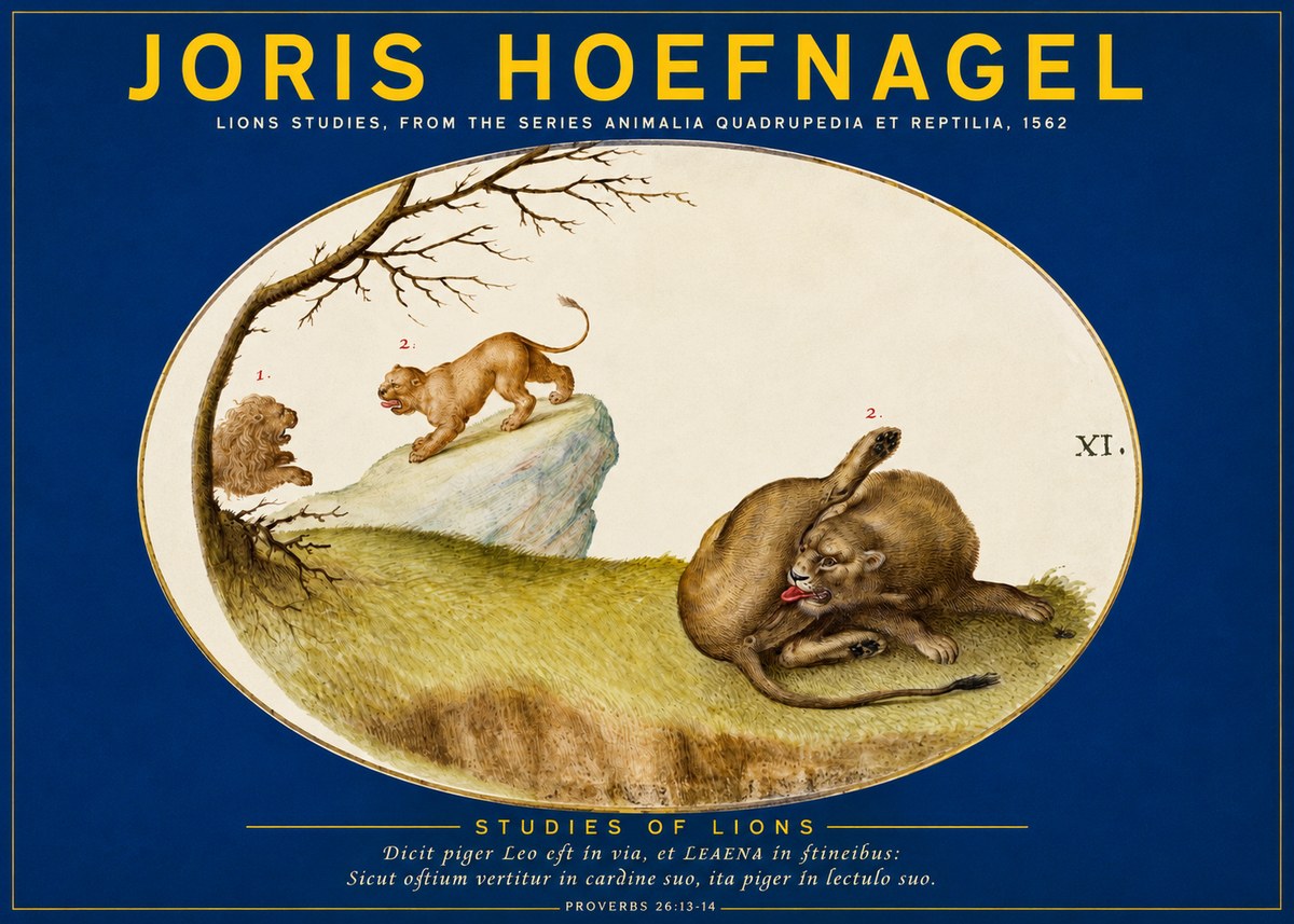Joris Hoefnagel Lions Studies No2 - Poszter