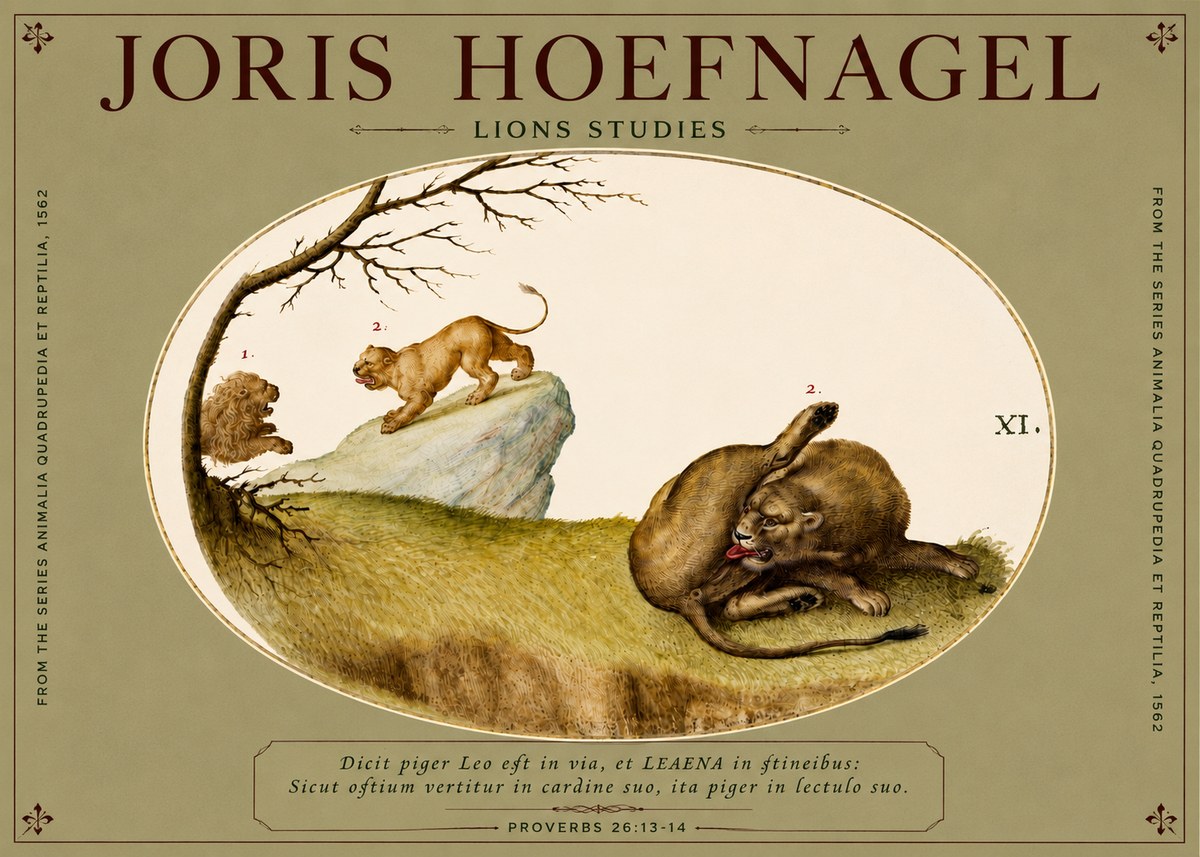 Joris Hoefnagel Lions Studies No4 - Poszter