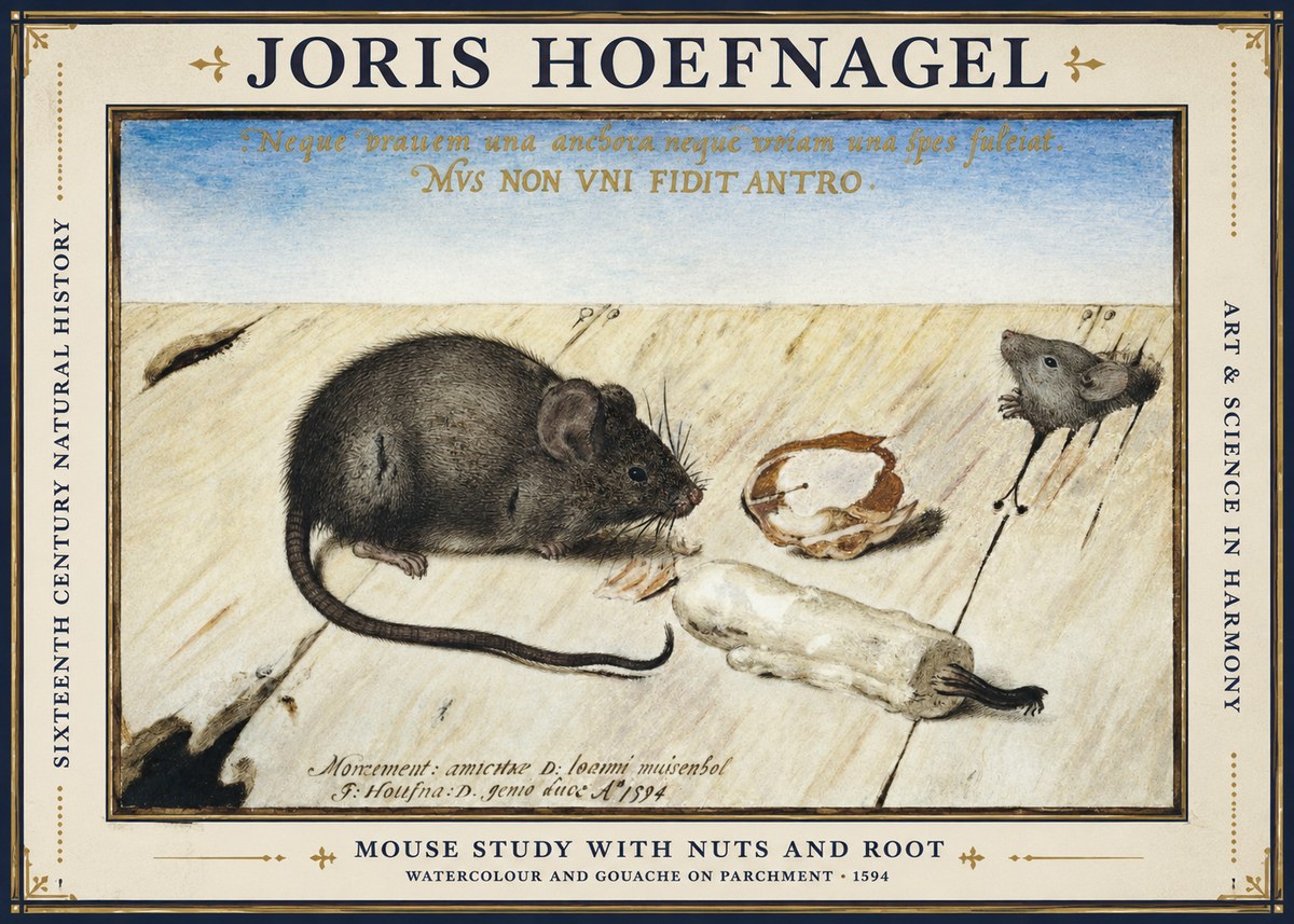 Joris Hoefnagel Mouse Study with Nuts and Root No1 - Poszter