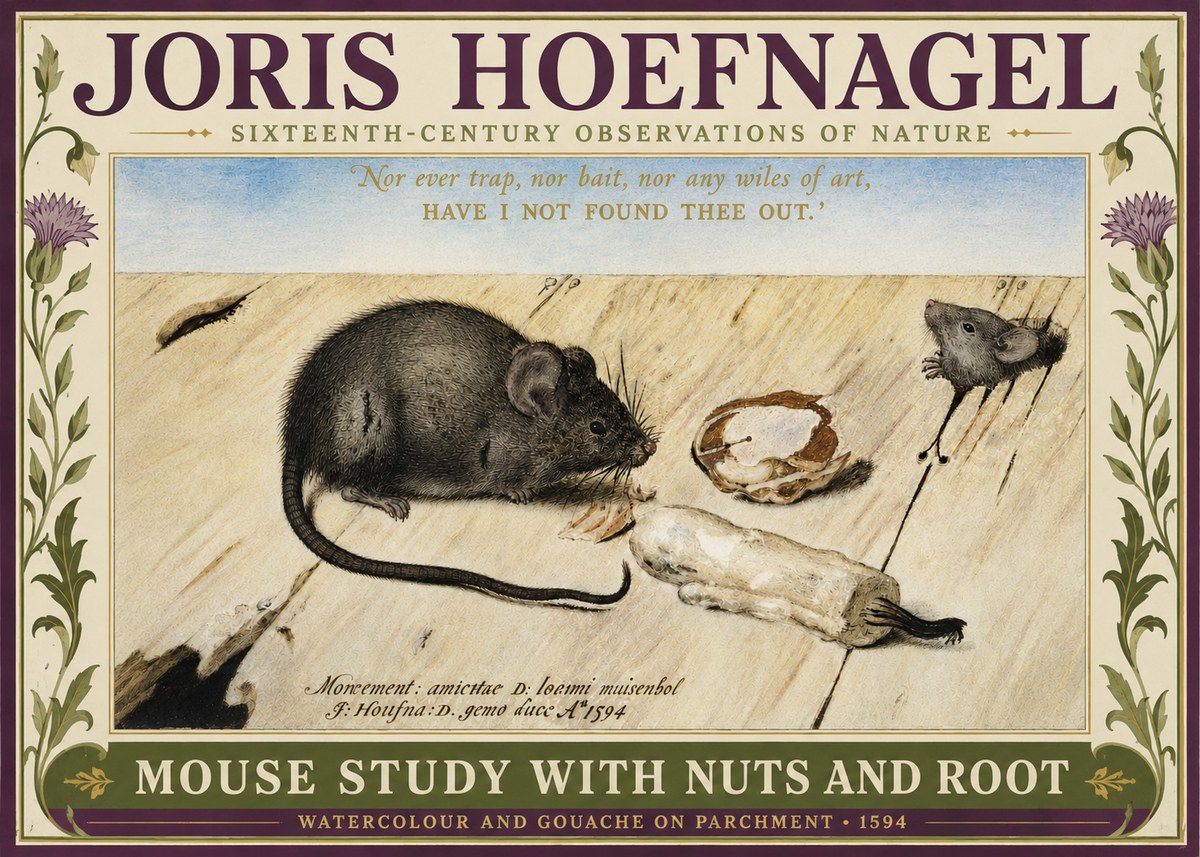 Joris Hoefnagel Mouse Study with Nuts and Root No3 - Poszter