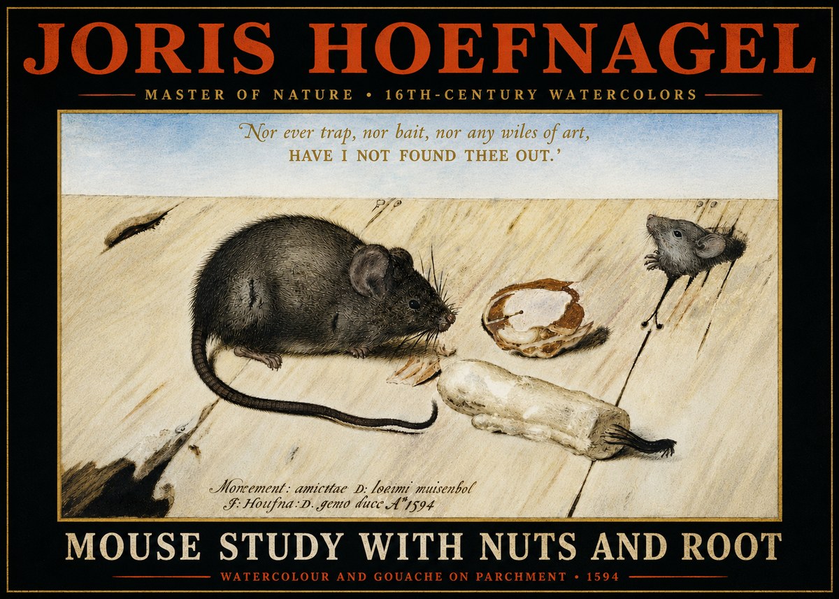 Joris Hoefnagel Mouse Study with Nuts and Root No4 - Poszter