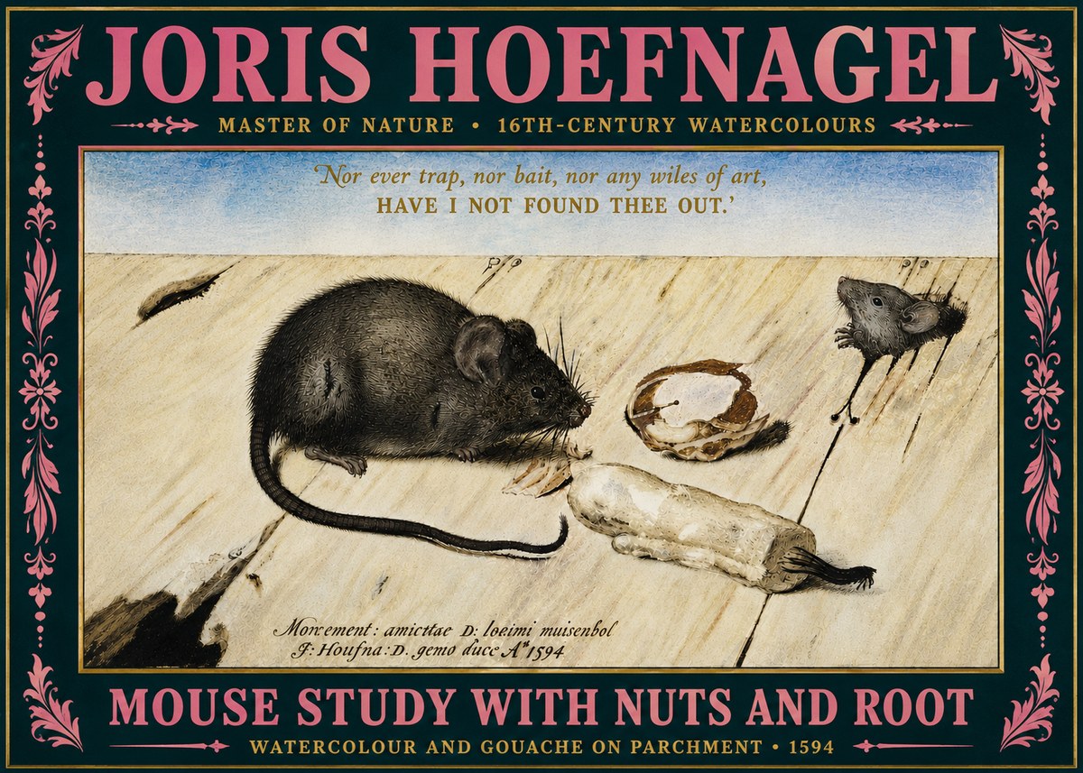 Joris Hoefnagel Mouse Study with Nuts and Root No5 - Poszter